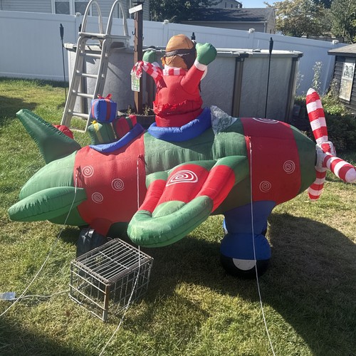 ✅ North Pole Express 8ft Weihnachtsmann Flugzeug Weihnachten Rasen aufblasbar LESEN - Bild 8 von 13