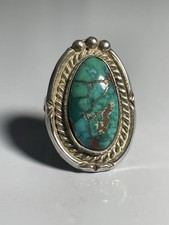 VTG Navajo Native Snake Eye Turquoise Sterling Silver Ring Sz7