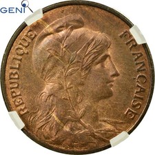 [#483567] Coin, France, Dupuis, 5 Centimes, 1910, Paris, GENI, MS63BR, Bronze, K