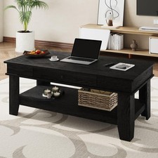 Coffee Table 47.2" Center Table with Drawer and Storage Shelf Large Coffee Table