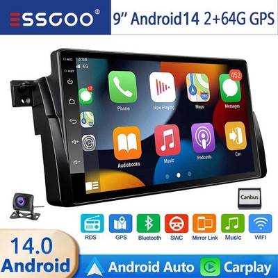 9'' Autoradio Android GPS NAVI Carplay Bluetooth RDS KAM Für BMW 3er E46 MG ZT 75