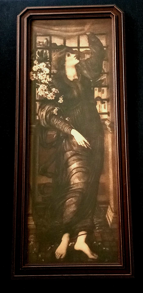 Impressão litográfica Hope por Edward Burne-Jones em moldura de madeira com vidro 20" rara muito boa qualidade - Imagem 2 de 4