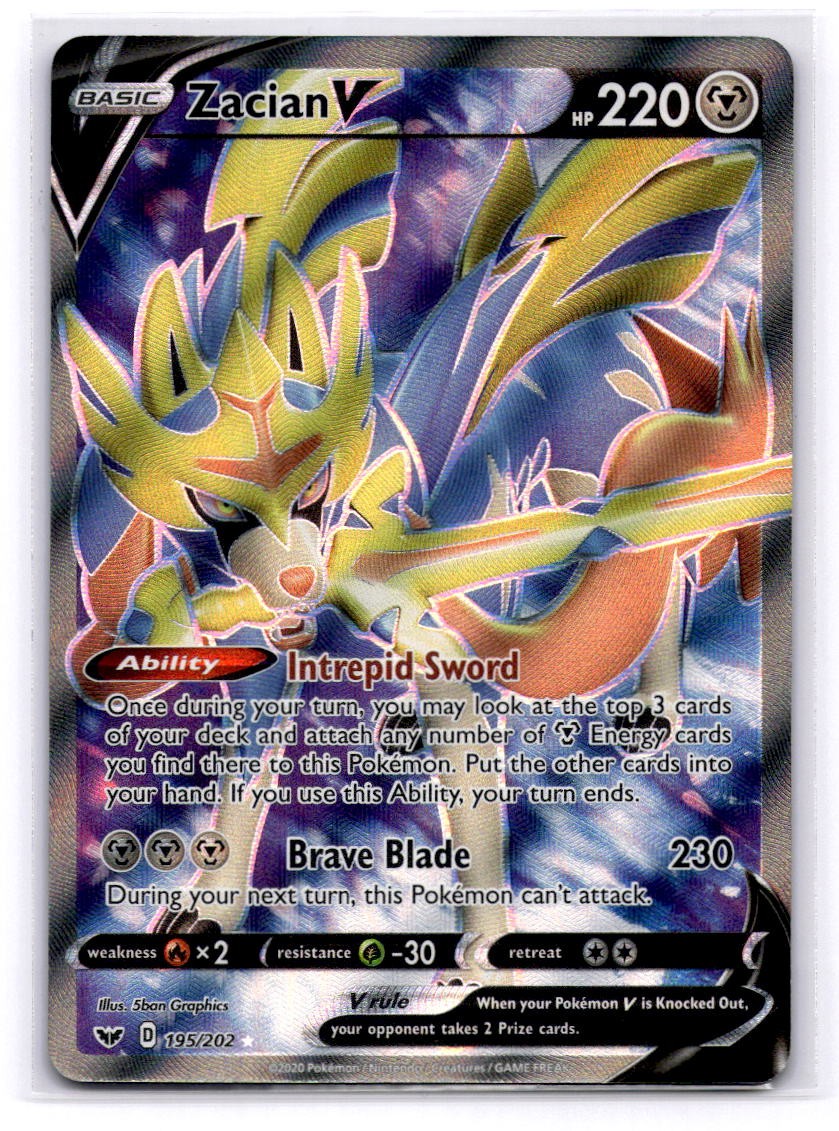 Zacian V (Full Art) 195/202 SWSH01 Holo NM/LP | eBay