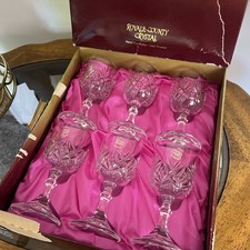 Royal County Crystal Hand Cut Italian Lead Crystal Glasses 6x Wine Glases Boxed