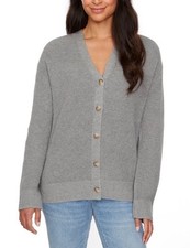 Hudson Cardigan Sweater Size XL Grey V Neck Cotton Oversized NWT