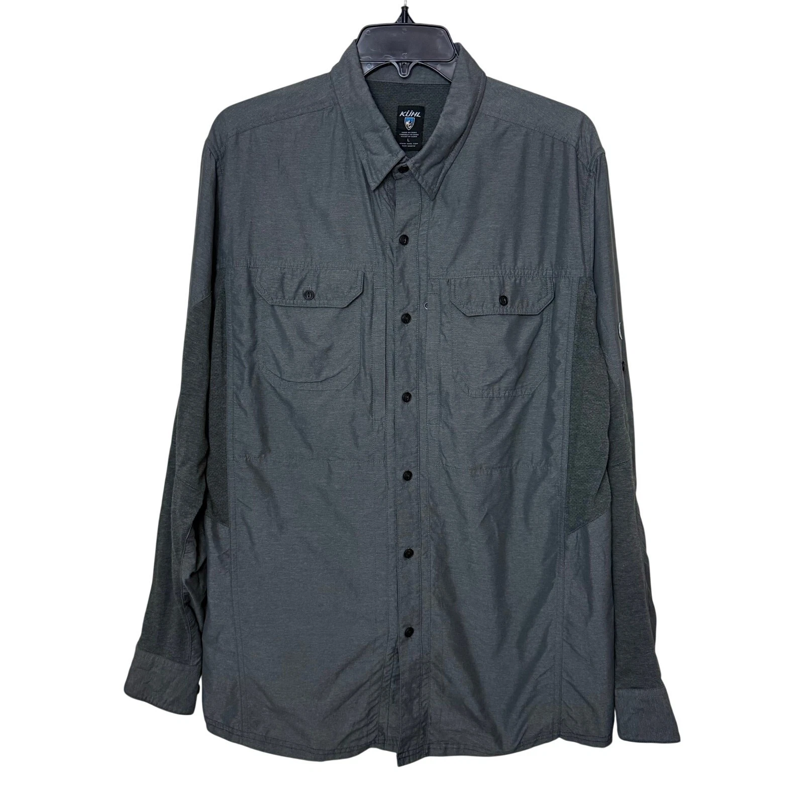 KUHL Airspeed Shirt Mens Size Large Carbon Gray Long Sleeve Hiking Outdoors