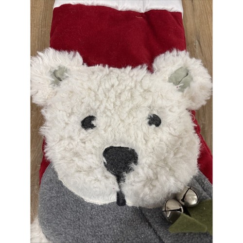 Weihnachtsstrumpf Fuzzy Bear mit Glocke & Schal 24" Vintage - Bild 2 von 7
