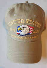 United States 250th Anniversary Hat 1776  2026 Khaki Eagle Flag Cap