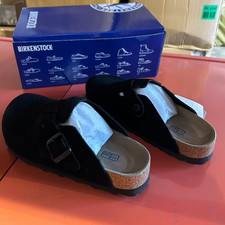 New Birkenstock Boston Black Suede Leather Soft Footbed Clog Unisex US Size 7-9