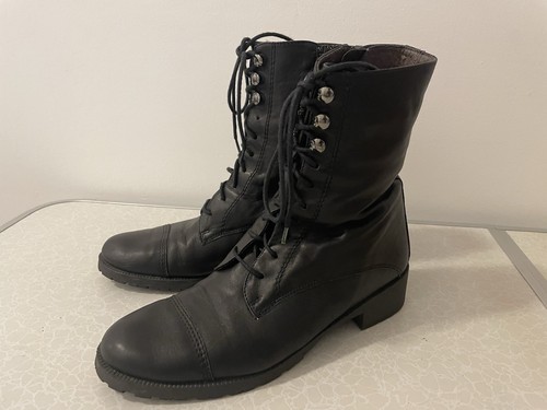 MARK ADAM Stiefelette Damen Schuhe Leder Schwarz Gr. 40 Schnürstiefel #SIL