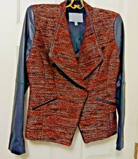 Gorgeous Classiques Entier Plum Silver Tweed Jacket w/Black Kid Sleeves sz M