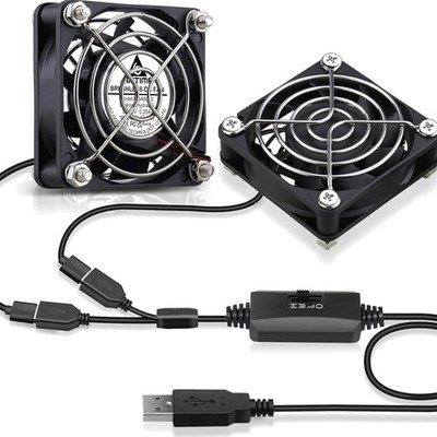 2-Pack 60mm x 15mm USB Fan with 3 Speed Control, 5V Brushless DC Cooling Fans...