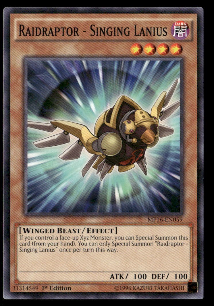 Raidraptor - Singing Lanius MP16-EN059 2016 Mega-Tins Mega Pack C LP Yu-Gi-Oh!