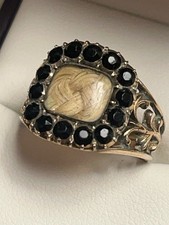 Victorian Mourning Memorial Hair Ring Mid 1800s Gold 19th Century Jewelry
