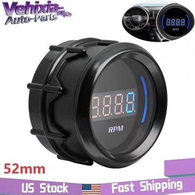 2'' 52mm Blue Digital LED Elec 0-9999 RPM Tachometer Tacho Gauge Car Universal US