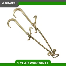 V-Type Tow Chain J-Hook Grab Hook 3/8" × 2FT G70 For Tractor Car Wrecker Truck