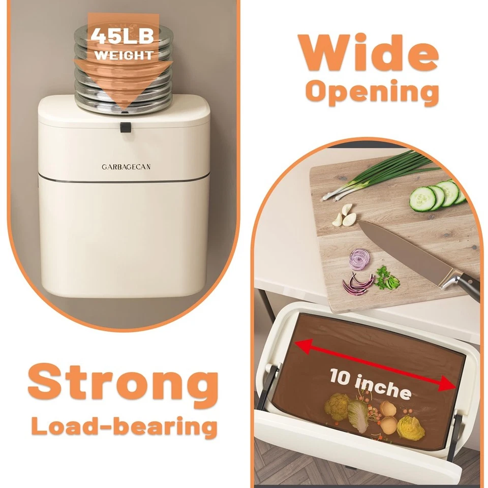 Compost Bin Kitchen Garbage Can 1.8 Gallon Countertop Indoor Small Hanging8646 - Image 4 of 4