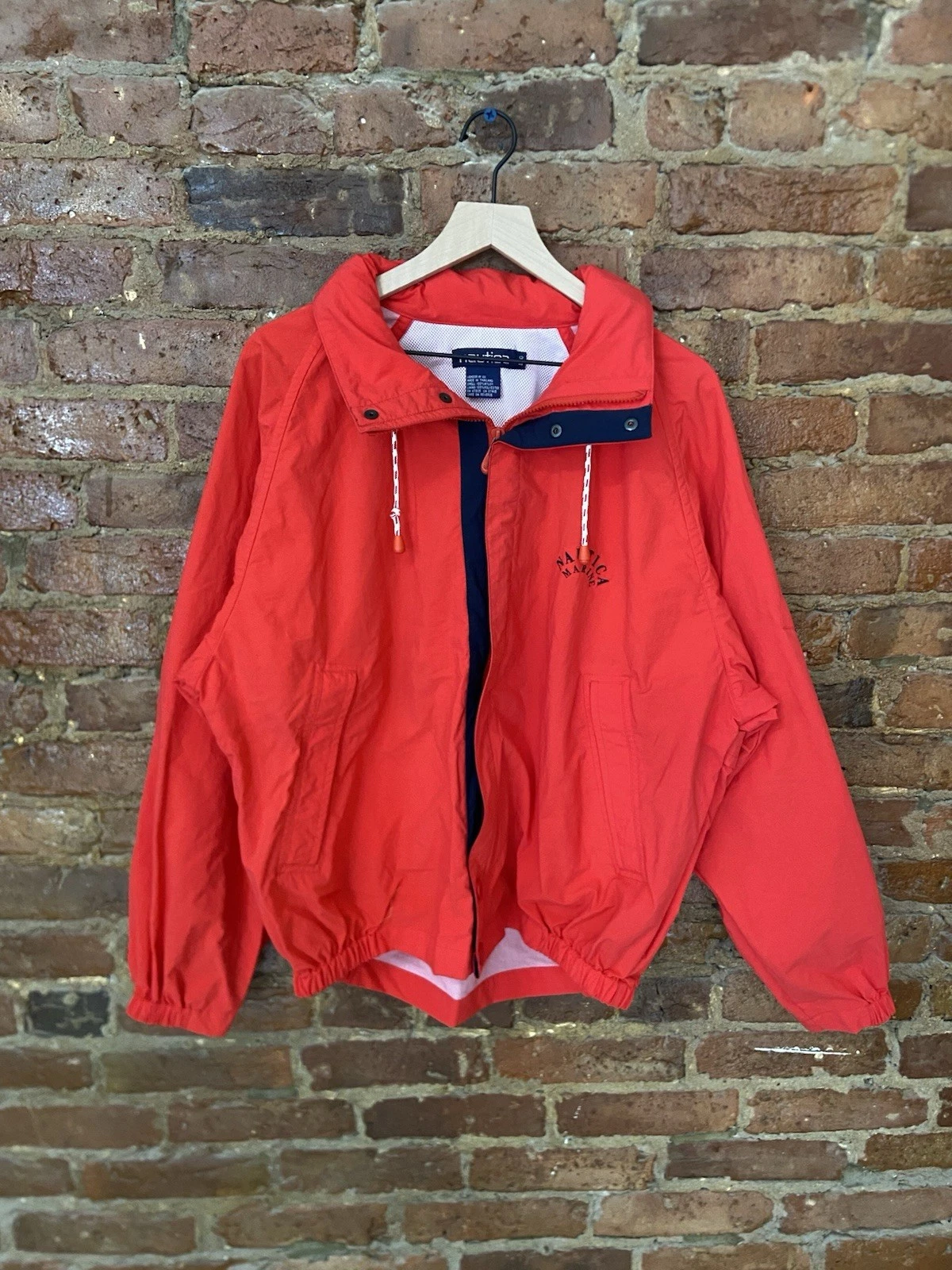 Vintage Nautica Marine Windbreaker Fishing Jacket Salmon Pink Large
