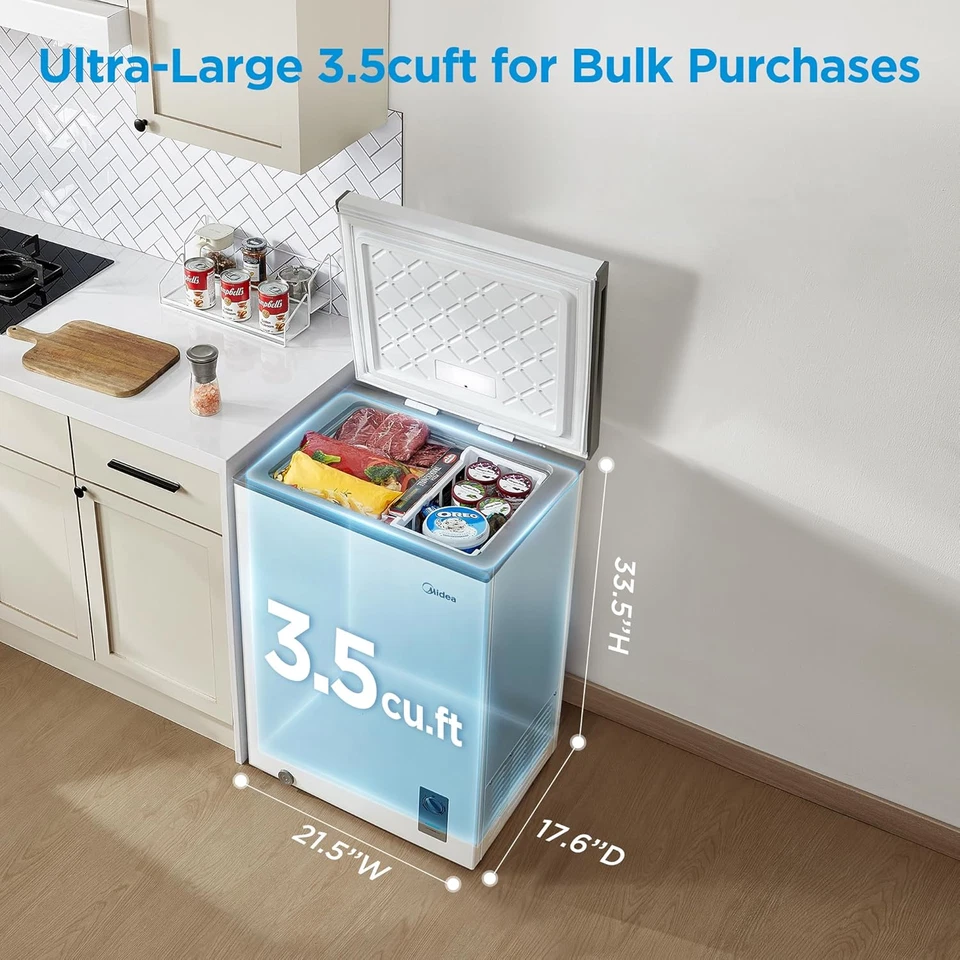 Congelador de pecho MERC04C4BAWW 3,5 pies cúbicos, convertible en pies cúbicos, blanco Foto 3 de 4