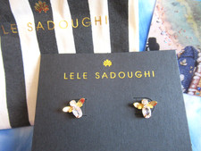LELE SADOUGHI Authentic 14Kt Gold Plated Honeybee Stud Earrings NWT
