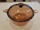Pyrex Vision Ware  4.5L Vintage Corning Ware Amber Dutch Oven Pot USA W/Lid