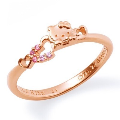 Hello Kitty x The Kiss Ring SV925 Sterling Silber Rotgold