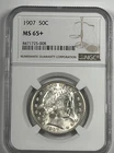1907 Barber Half Dollar :  NGC MS65+
