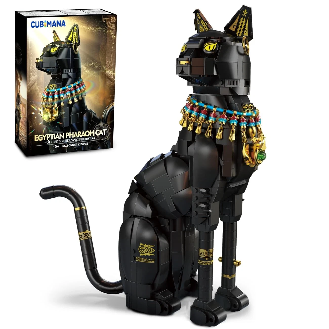 CUBIMANA Egyptian Pharaoh Cat Building Set - Gift for Mothers Large, Pink