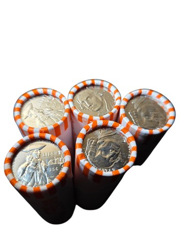 Lot of 5 2026-P Semiquincentennial Revolutionary War Uncirculated Quarter Rolls