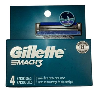 Gillette Mach3 Razor Blade Refills 4 Cartridges Men New Sealed