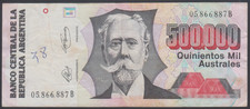 Argentina  500000  Australes  1991  VG-F  P. 338(2),   Banknotes, Circulated