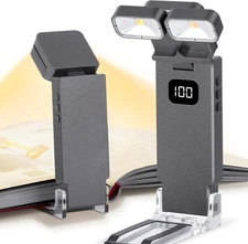 Rechargeable Book Light with Power Display, Ultralight LED Clip-on Lamp for Read