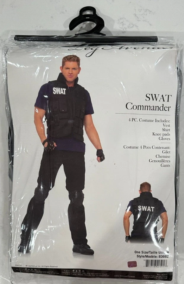 Disfraz de policía para hombre CON chaleco, guantes, rodilleras + más, talla única, TOTALMENTE NUEVO Foto 2 de 4