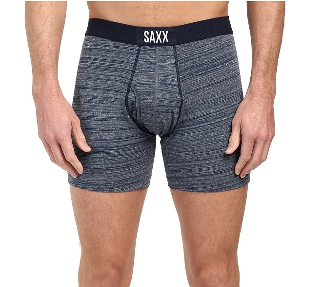 SAXX UNDERWEAR L8320 24-Seven Boxer Fly Navy Marble Heather Men's Size S