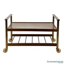 Carrello porta liquori da bar Mid-Century moderno in noce