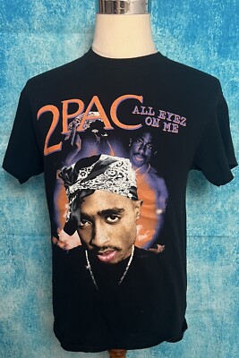 2pac All Eyez On Me Rap Tee 100% Cotton Size Medium Black Graphic