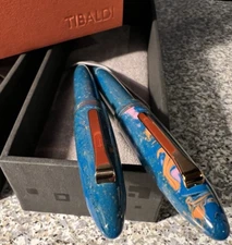 Limited Tibaldi Mercury Resin Fountain Pen Rollerball - Blues Orange Purple WOW!