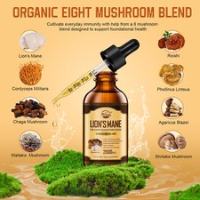 Lions Mane 8x Mushroom Extract Tincture Strong 21500mg Liquid Drops 2 Fl Oz