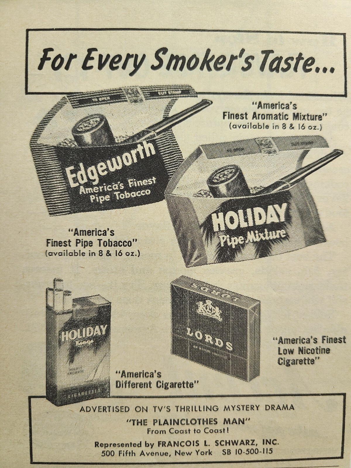 Edgeworth Lords Holiday America's Finest Pipe Cigarettes Vintage Print Ad 1953