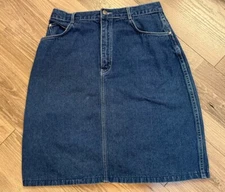 VINTAGE 80s GITANO JEAN / DENIM KNEE HIGH SKIRT, SIZE 12 Short Dark