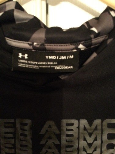 Gently Used, sz youth MD, Under Armour Loose Black Coldgear hoodie sweatshirt - Picture 2 of 3