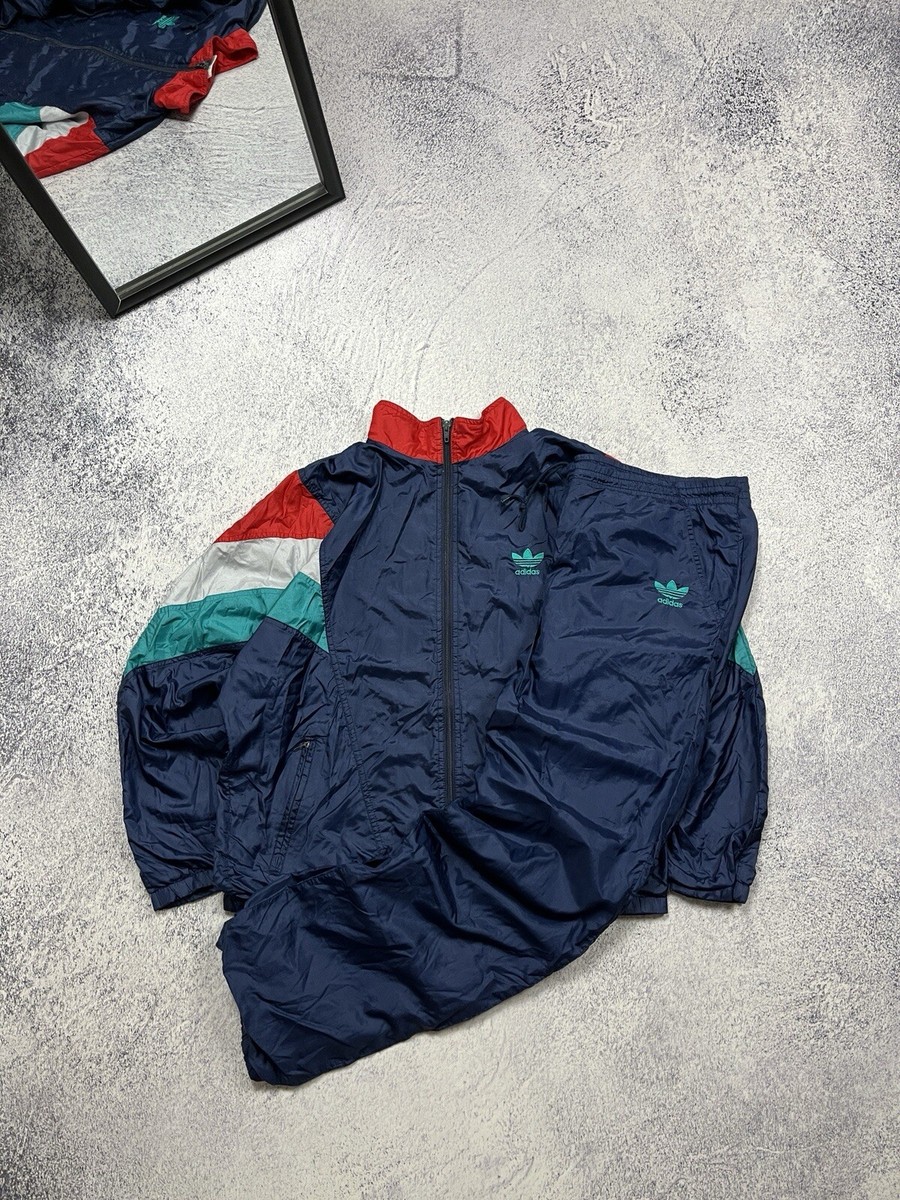  originals SST Vintage ブルー Y2K L Vintage 90's Adidas Retro Nylon Multicolor Track Suit Y2K
