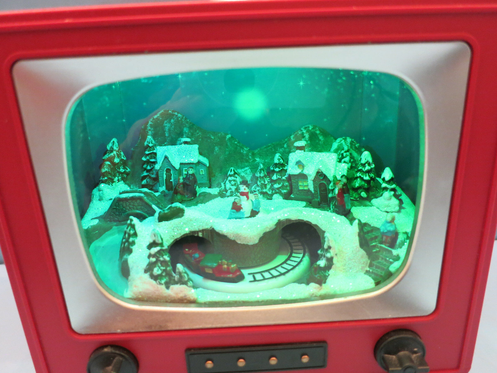 Christmas Decor Retro TV Music Box W/ Color Changing Lights,Music