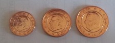 TRES MONEDAS : 1, 2 Y 5 cts EURO BELGICA 2010, SIN CIRCULAR.