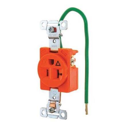 Bryant 5361Ig Straight Blade Receptacle, 5-20R, 20 A, 125V Ac, 2 Pole, 3 Wire,