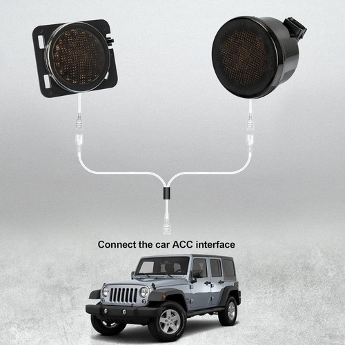 Smoked Lens White DRL Yellow Amber LED Front Turn Signal/Bulb for Jeep Wrangler - Picture 3 of 7