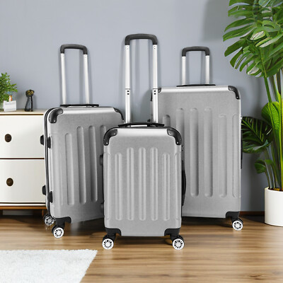 3-Piece  Spinner Hardshell Luggage Set - Multi-Size 20/24/28-Inch, ABS & Gray