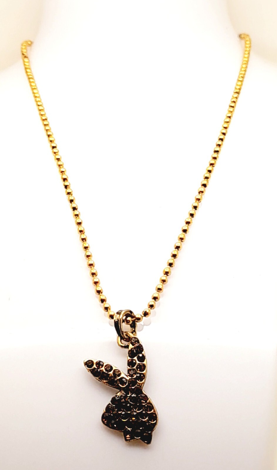 brown rabbit face Pendant antique gold tone Ball Chain Necklace Unisex ...