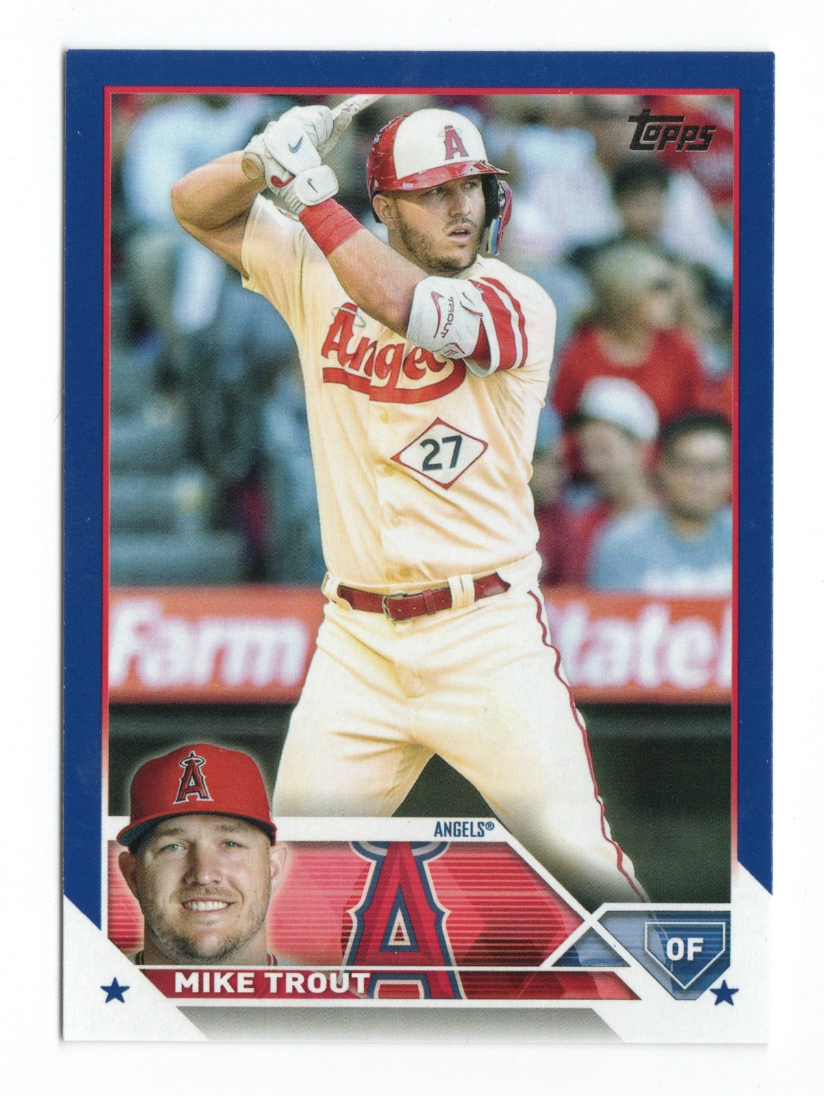 2023 Topps 27 Mike Trout Royal Blue Los Angeles Angels Card