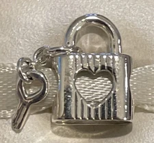 New Authentic Pandora Sterling Silver Padlock & Heart Key BE MINE Charm S925 ALE